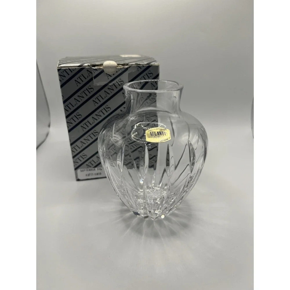 Vase Atlantis Cut Crystal Urn Bud Vase Vintage With Box